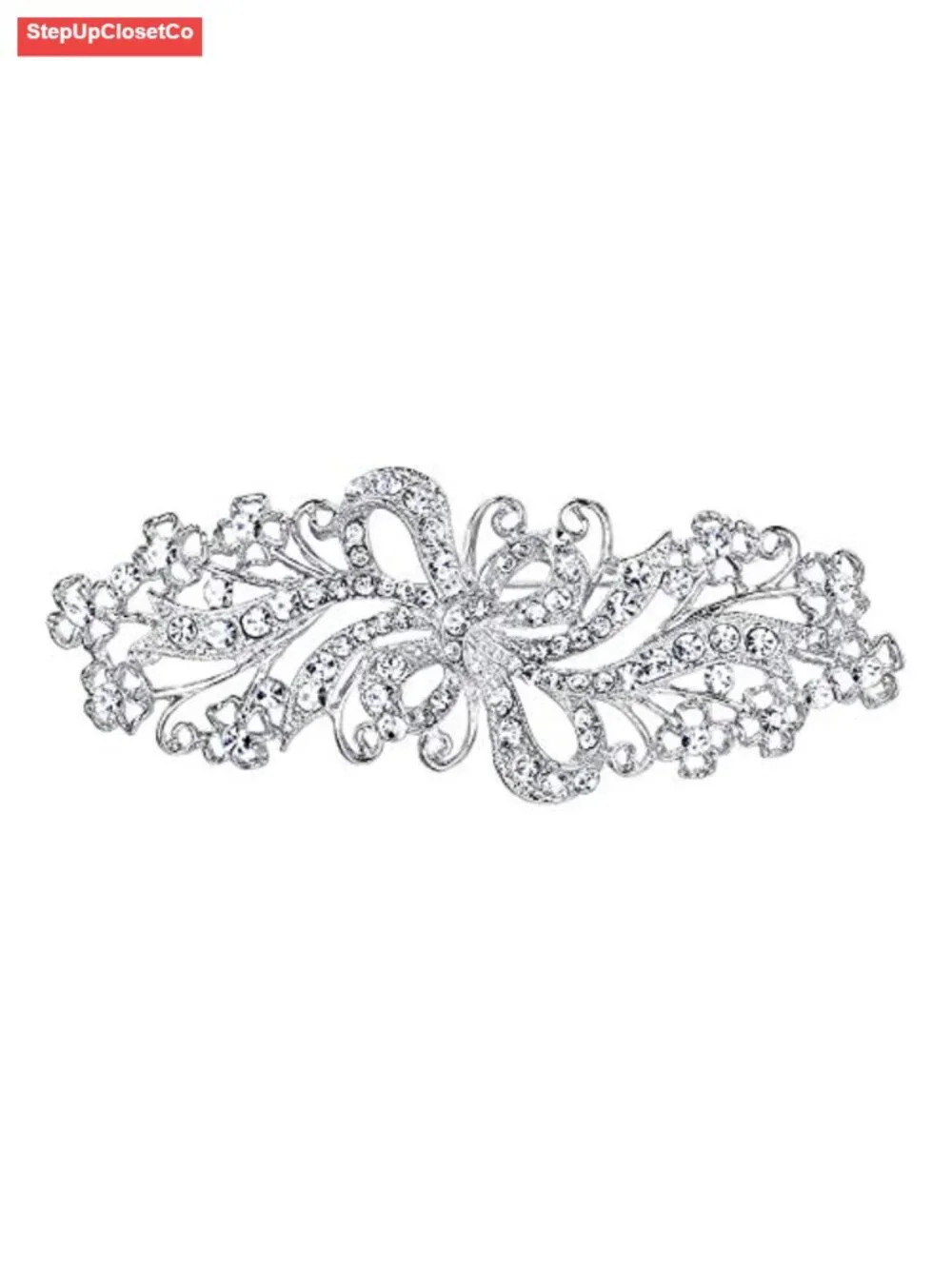Crystal Filigree Bowknot Brooch Pin Wedding Bridal Party Gift